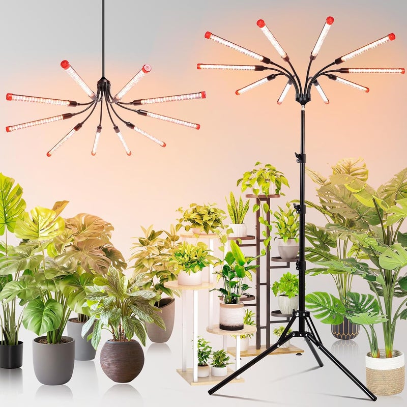 FECiDA Gamechanger! 90W, NOT 24W, Bright Beyond Your Imagination, 10Head Stand Grow Lights for Indoor Plants, Big Coverage Full Spectrum LED Plant Grow Light for Bonsai Tree, Tall Plant, 4,8,12 Hr Timer - Image 1